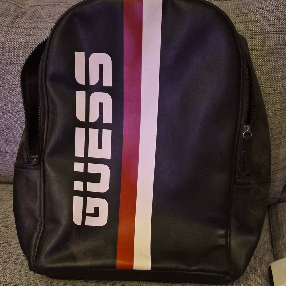 GUESS Black Backpack with Red and White Accents